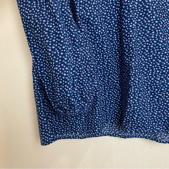 Lands' End Womens Blouse Blue Floral Print Cotton Poplin Peasant Long Sleeves XL - Picture 4 of 8